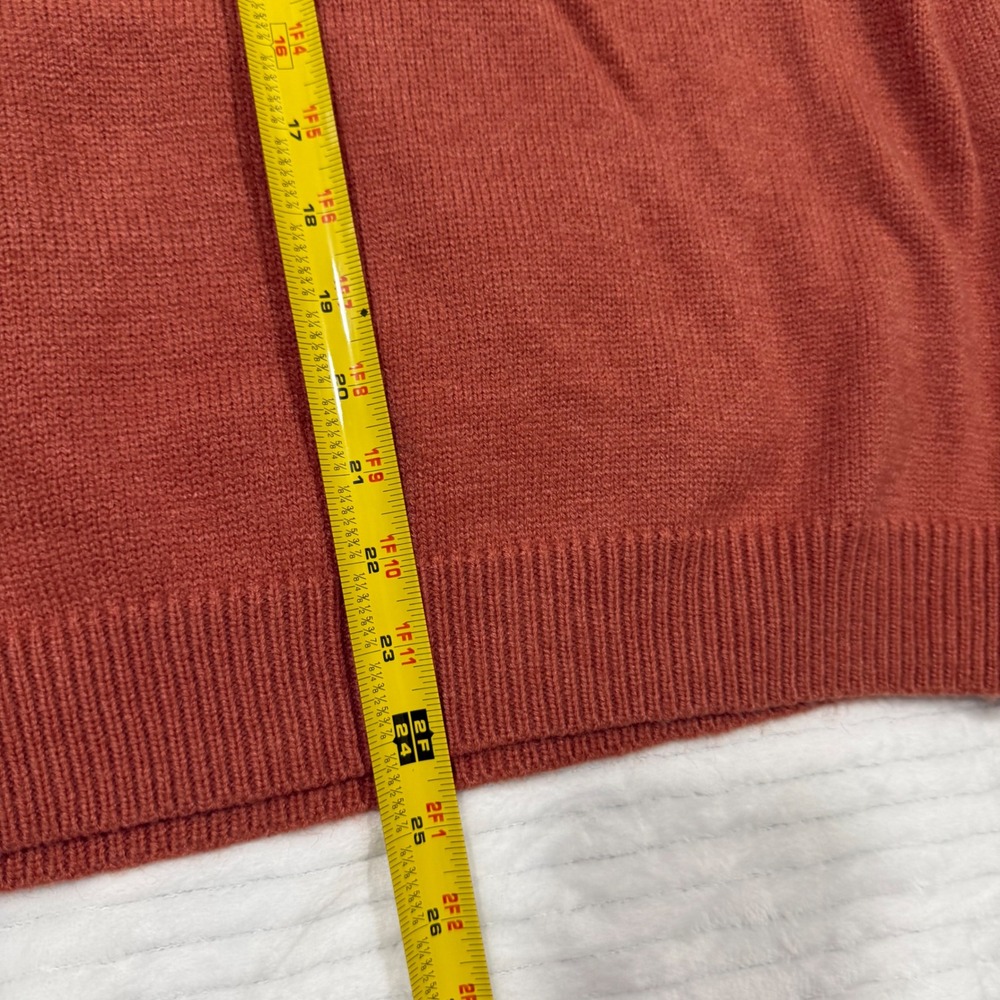 Vine & Love Rust Orange Fringe Sleeve Crewneck Sweater Womens Large - Picture 6 of 7
